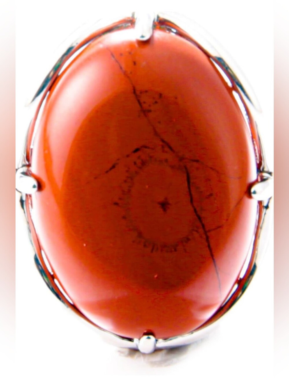 Red Howlite Rhodium Plated Adjustable Statement Ring